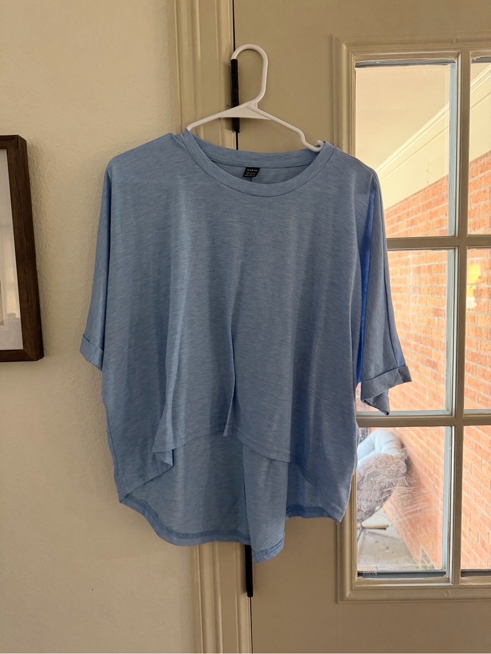 Light Blue Women's Relaxed Layered Short-Sleeve Top